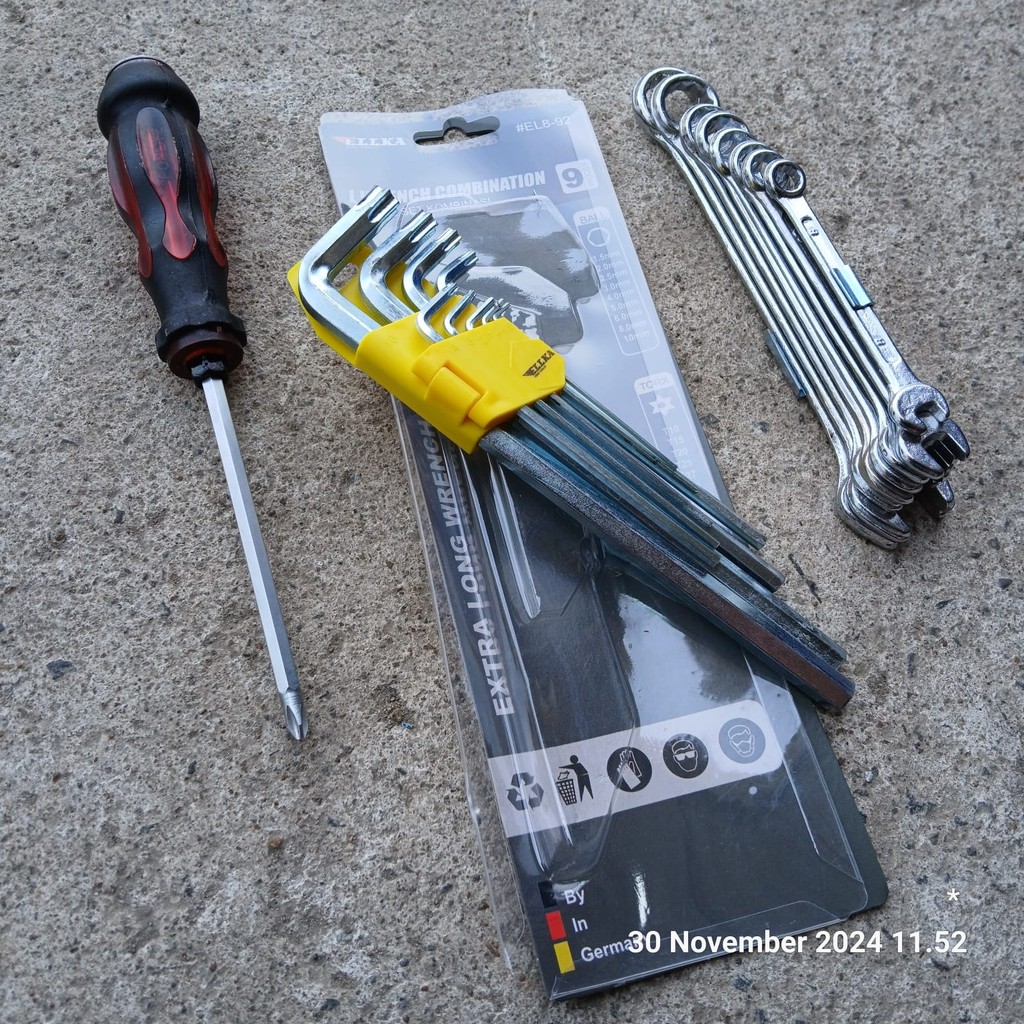 Paket!! Kunci Pas set 8pcs lengkap/Kunci L Set lengkap 10 pcs 1,5mm-10mm/Obeng Bolak Balik Magnet Pa