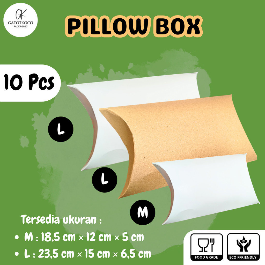 

(10 Pcs) Pillow Box Kraft/pillow box packaging souvenir/Pillow Bag kotak bantal kado kraft