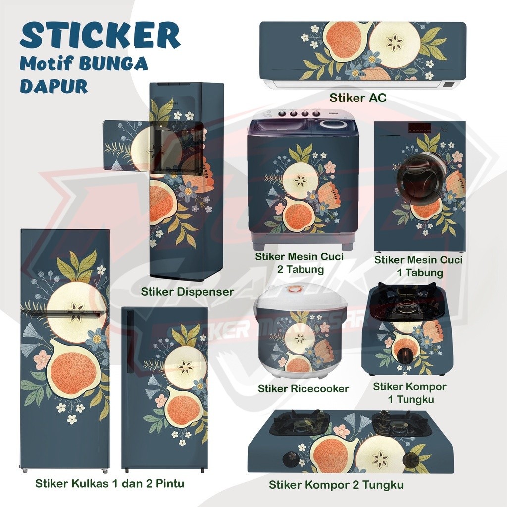 Stiker Kulkas  Kompor  Mesin Cuci  Stiker Magicom  Stiker AC Motif Bunga Aesthetic Art Dapur Flower