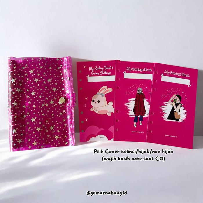 

Paket binder nabung 10 ziplock, Binder keuangan saving challenge - Bintang Pink, Set 10 Ziplock