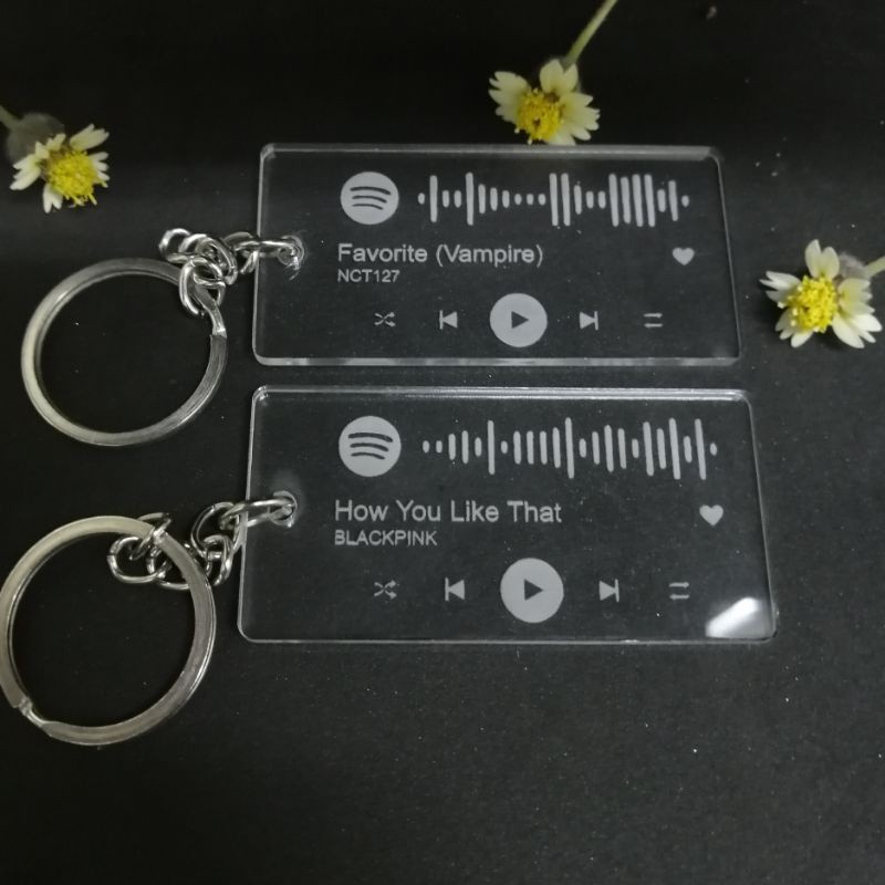 Gantungan Kunci Keychain Ganci Spotify Akrilik Acrylic - Custom Lagu & Playlist - Barcode Scan