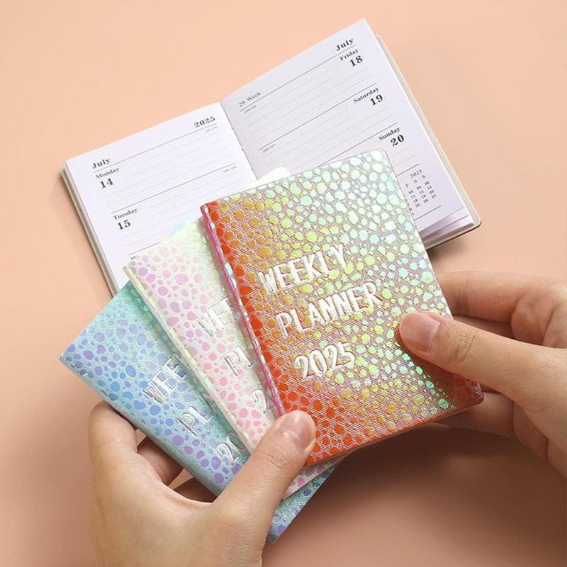 

365days 2025 Portable A7 Pocket Planner Pu Cover Daily Weekly Schedule Notebook Calendar Journal School Office Supplies Agenda