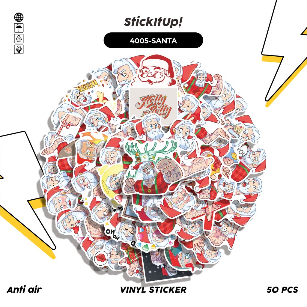 

COD✨ 50 Pcs Stiker SANTA Lucu Anti Air Untuk Dekorasi Notebook Sepeda Skateboard Handphone DIY