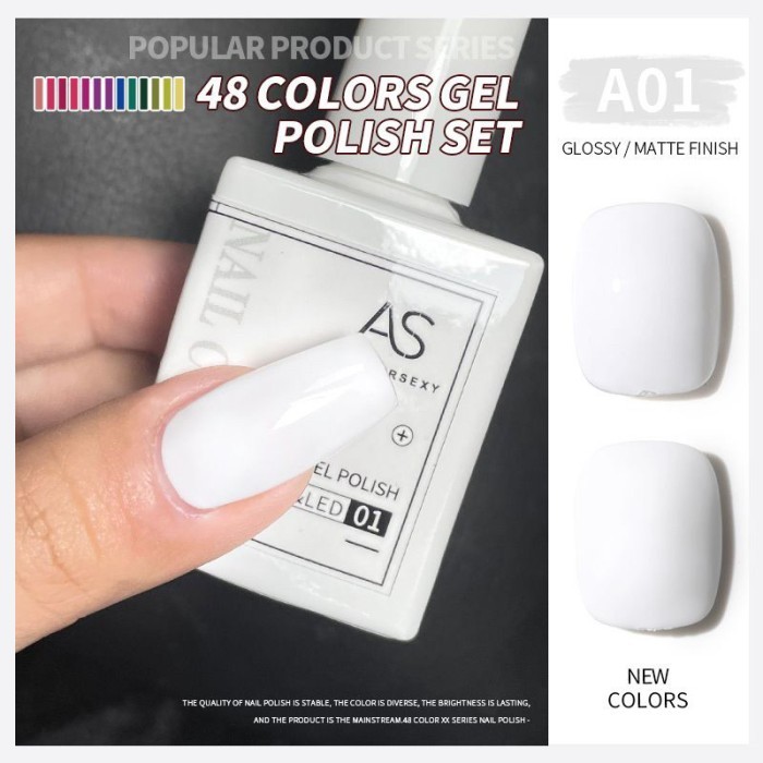 AS GEL POLISH SET 48 WARNA 15ml XIMAN SERIES INCLUDE FRAME KUTEK GEL