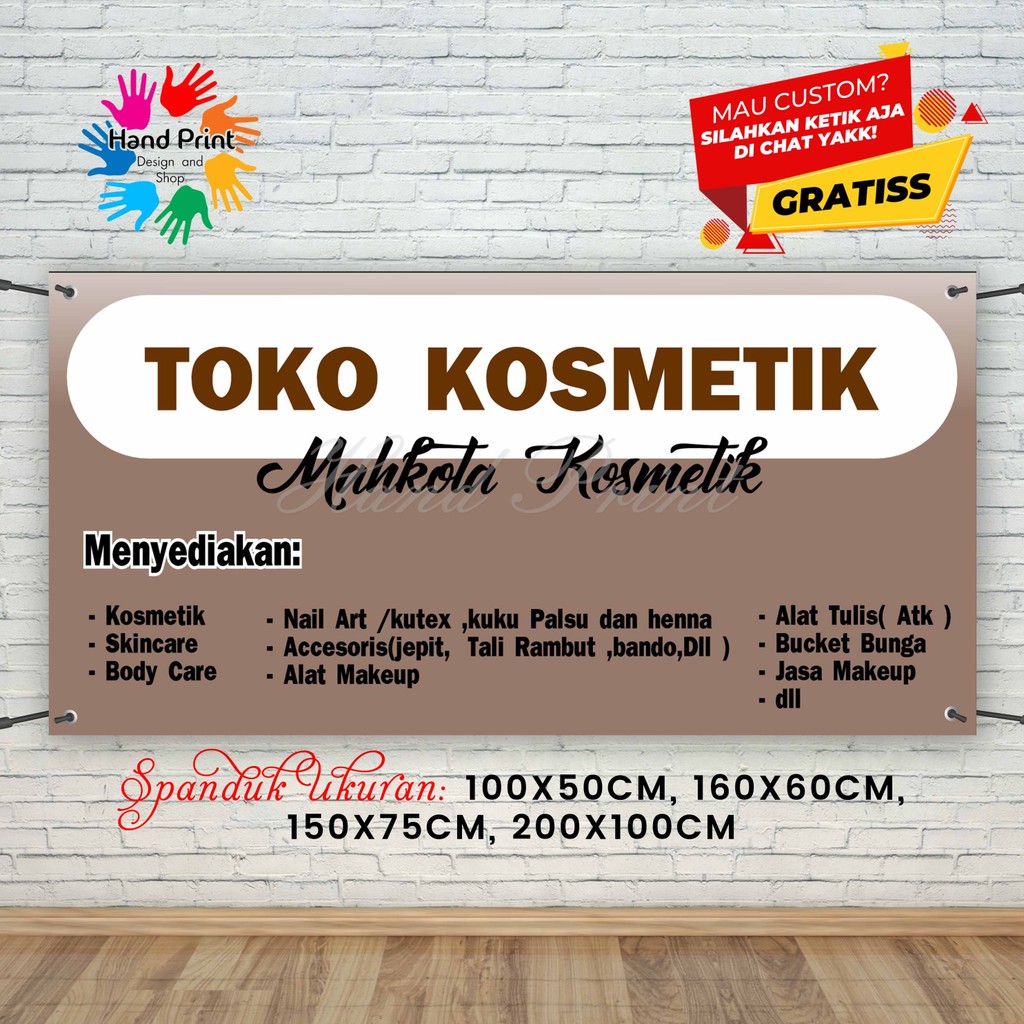 Cetak Spanduk Banner Toko Kosmetik Murah  MMT Spanduk Custom 200x100