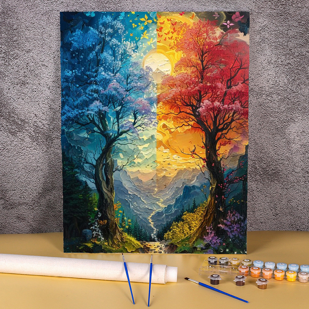 

Picture Diy Painting By Numbers Fantasy Tree Home Wall Art Picture Unique Gift Acrylic Coloring By Numbers On Canvas