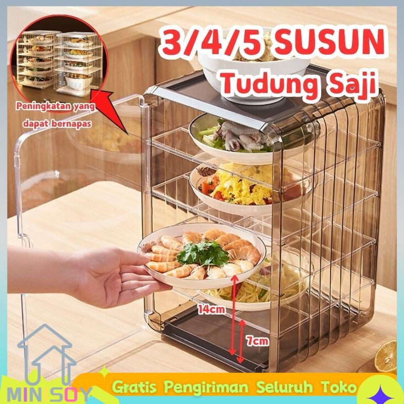 [COD] UPGRADE Tudung Saji 5 Susun Lebih Tebal Tudung Saji Estetik RRak Makan Bertingkat Serbaguna Mu