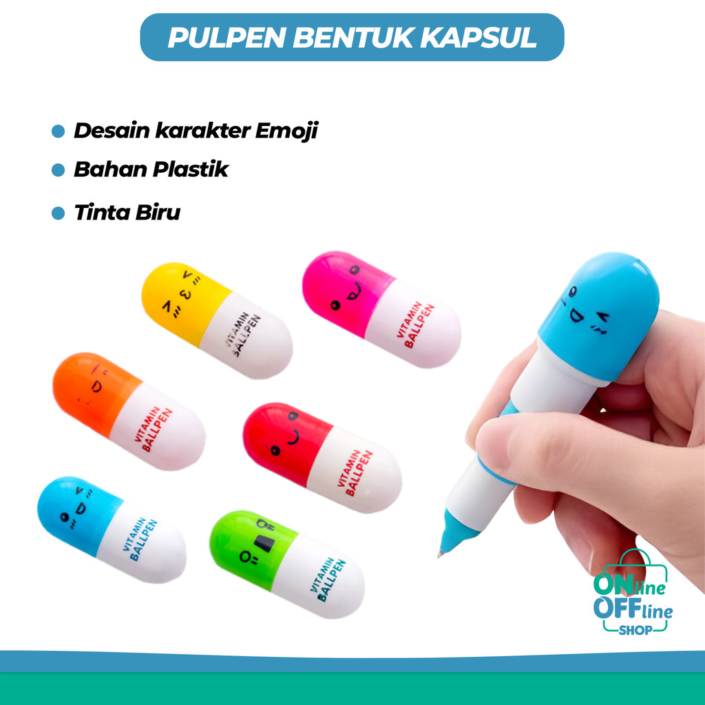 

Pulpen Bentuk Kapsul Lucu Warna-Warni Tinta Biru Pena Vitamin Unik Vitamin Ballpen Pena Lucu Souvenir Pulpen Kapsul Vitamin