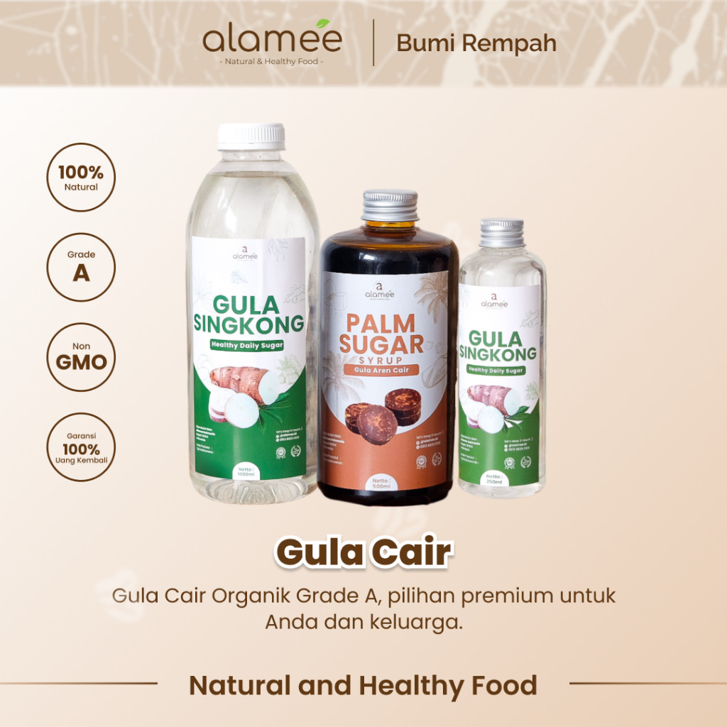 

ALAMEE Gula Aren Cair Singkong Ketela Palm Sugar Cair Organic Organik Pure Murni Sirup Pemanis Alami