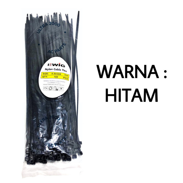 

⭐BISA COD⭐ CABLE TIES / KABEL TIES EWIG 4.8 mm x 30 CM Hitam
