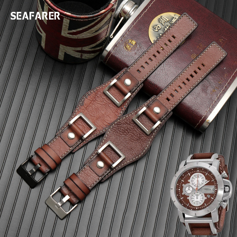 For Fossil JR1157 Watchband 24mm Men Watch Strap High Quality Leather Bracelet Retro Style Genuine L