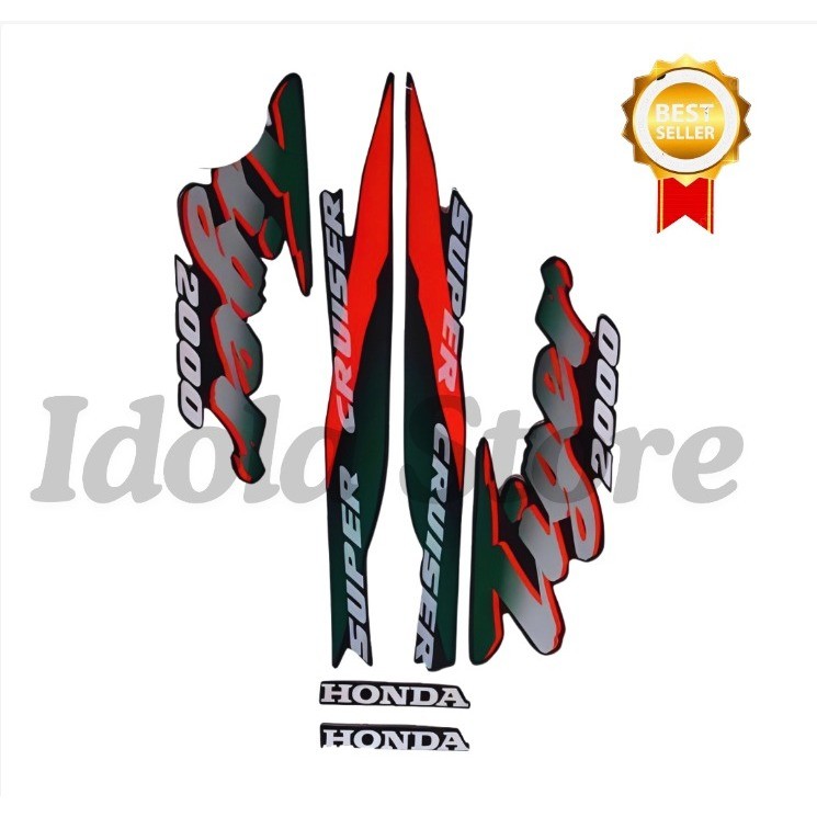 Striping Sticker Tiger 2000 Hijau Merah Motor Stiker Sticker Striping Standart Ori Tiger 2000