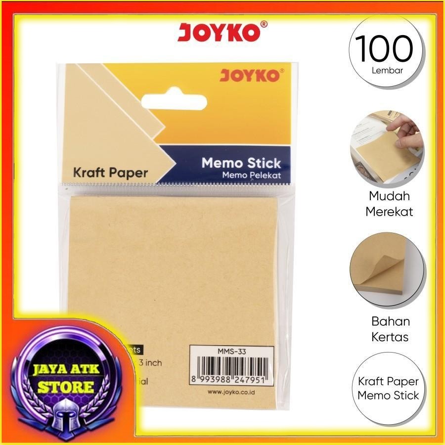

Memo Stick Kraft Paper Sticky Note Kertas MMS-33 Memo Tempel Pembatas Kertas 100 Sheets 75 X 75 Gsm