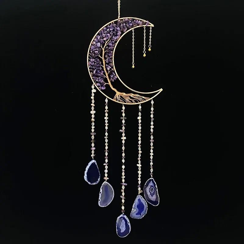 

Agate Wall Hanging Color Gem Dream catchers Home Decor Room Window Garden Wind Chimes Dream Catcher 7 Chakra Gemstone Wall Decor