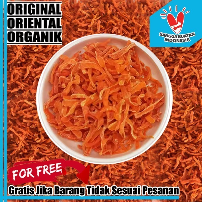 

Wortel Kering 250 Gram Dry Carrot Flakes Organik Murni Kemasan Plastik Vakum Tebal