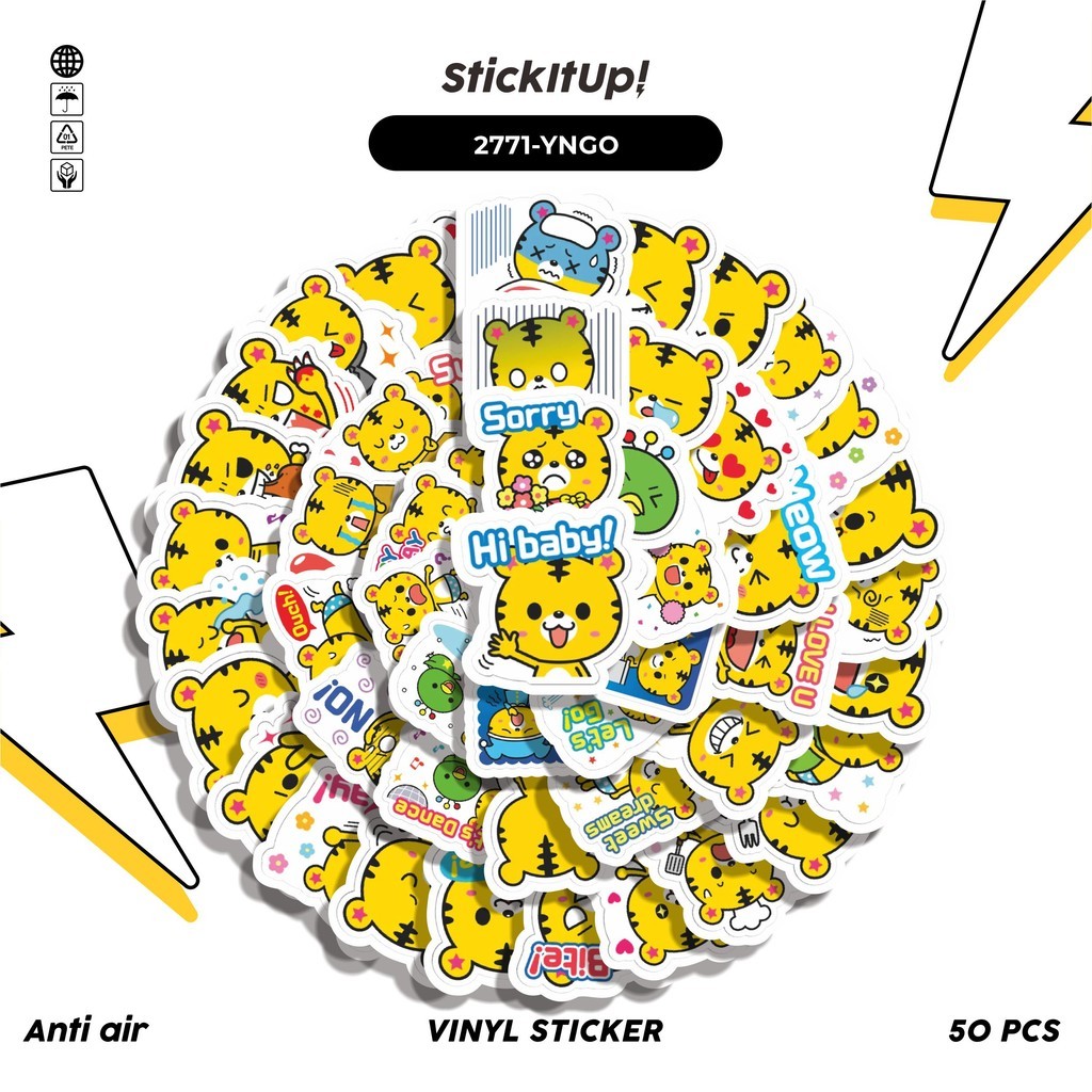 

COD 50 Pcs Stiker FUNNY CHARACTER YANGO THE TIGER STICKER PACK Lucu Anti Air Untuk Dekorasi Notebook Sepeda Skateboard Handphone DIY