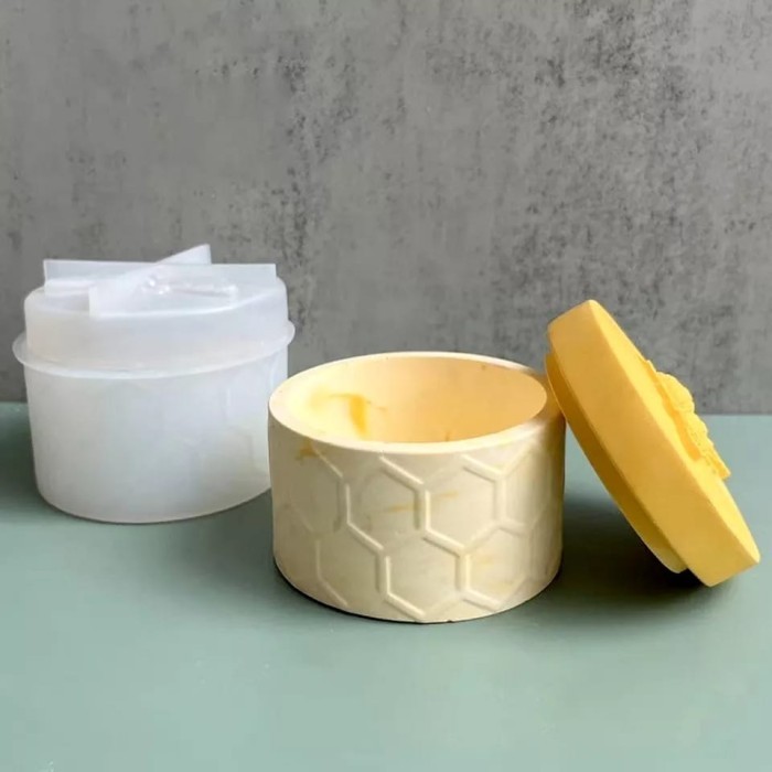 Cetakan Silikon Resin Storage Pot Gypsum Honey Bee Jar Mold