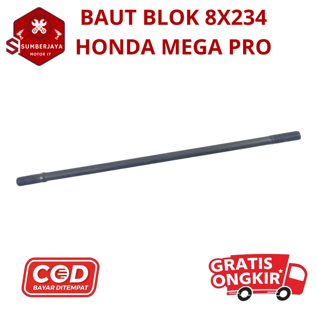 Baut As Blok Mesin 8x234 Mega Pro / Baut AS Cylinder Block Honda Mega Pro Tiger Original motor motor