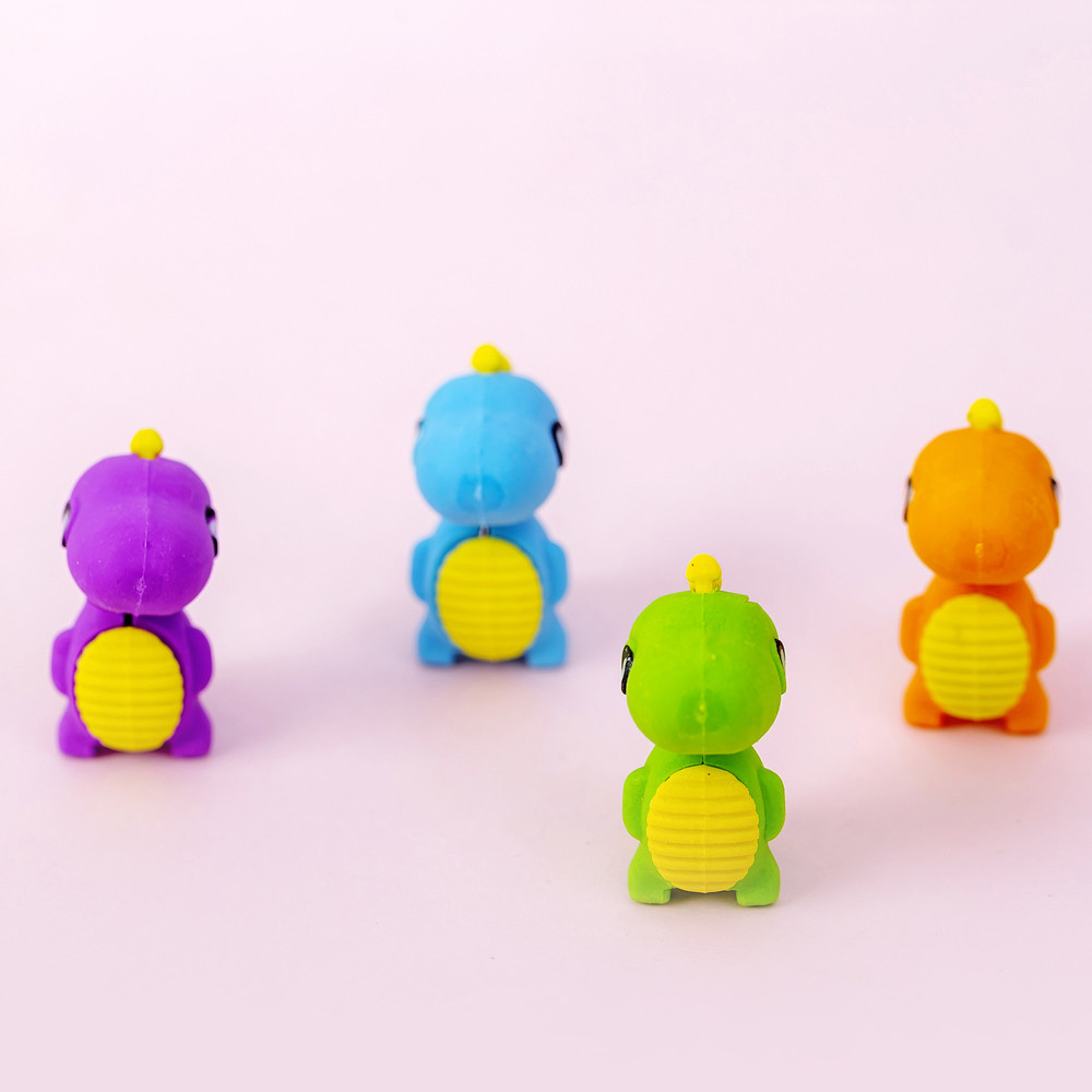 

4Pcs Hot Sale Students Stationary Gift Novelty Dinosaur Shape Pencil Rubber Eraser For Kids Gift Korean Stationery Eraser