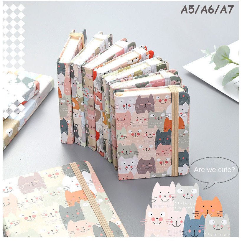 

Sharkbang A5 A6 A7 Mini Notebook Trumpet Cute Notepad Hard Cover Kawaii Cat Animals Handbook Journal Agenda Books Stationery