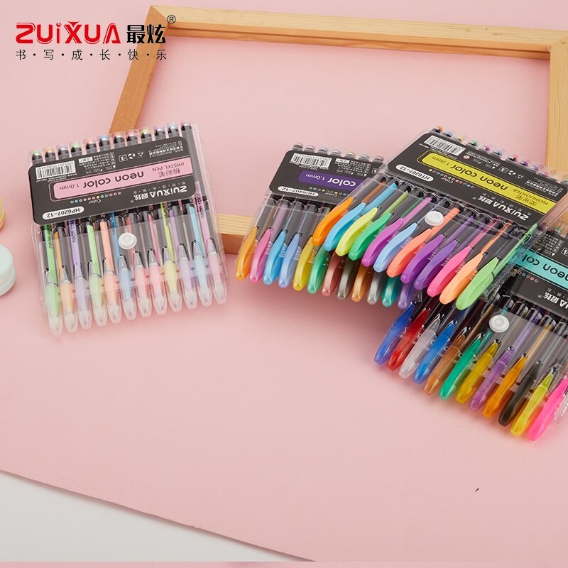 

ZUIXUA 12Pcs Metallic Glitter Highlighter Pastel Pens For School Office Coloring Book Art Markers Promotion Pen