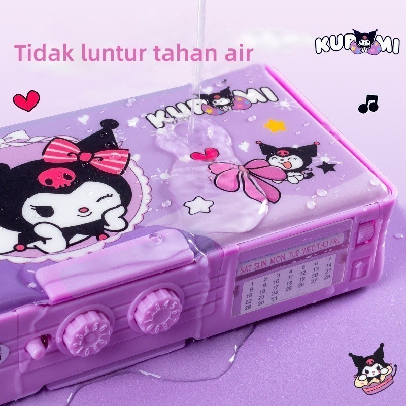 

In Stock) Gaya Baru Kuromi Kotak Alat Tulis Multifungsi Kunci Kode Perempuan Pensil Sanrio Dua Sisi
