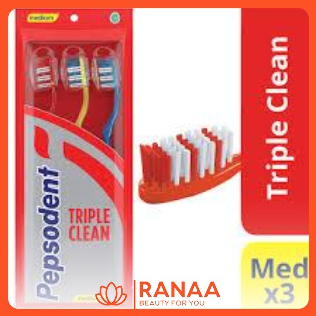 PEPSODENT TRIPLE CLEAN MEDIUM ISI 3PCS
