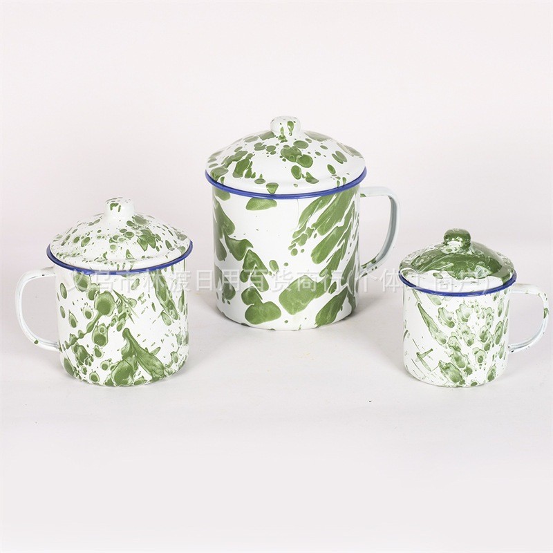 KING BALANCE Mug Cangkir Enamel Blirik Gelas Blirik + Tutup Gelas Teh Kopi Jadul Mug Jadul SD520