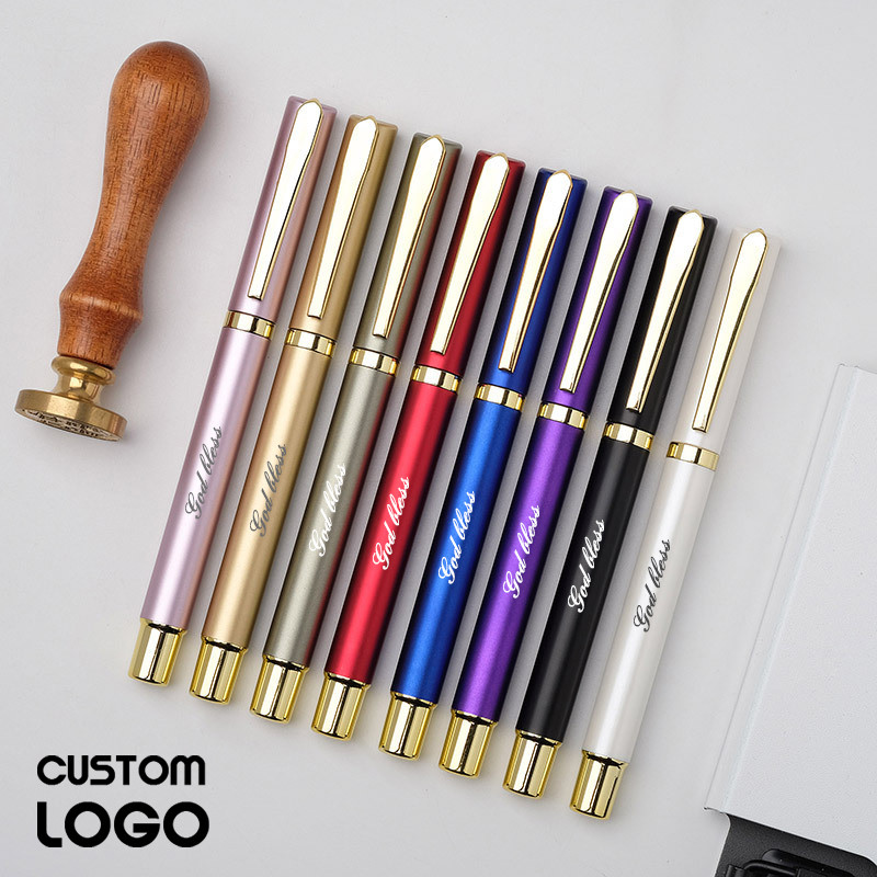 

High Grade Spray Painted Black Gel Pen Personalized Custom Logo Carving Name School Offical Supplies Teacher Gifts Advertisement