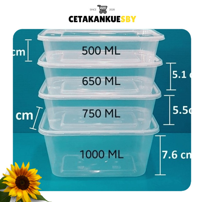 Thinwall Rectangle / Kotak Makanan Plastik ThinWall DM 500ml 750ml 1000ml ECER