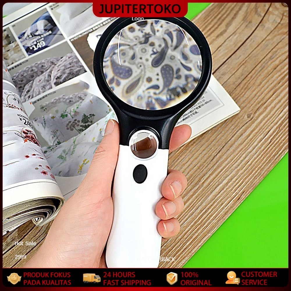 

Kaca Pembesar LED 2in1 Pembesar 3 LED Membaca Magnifying Glass Dengan Lampu