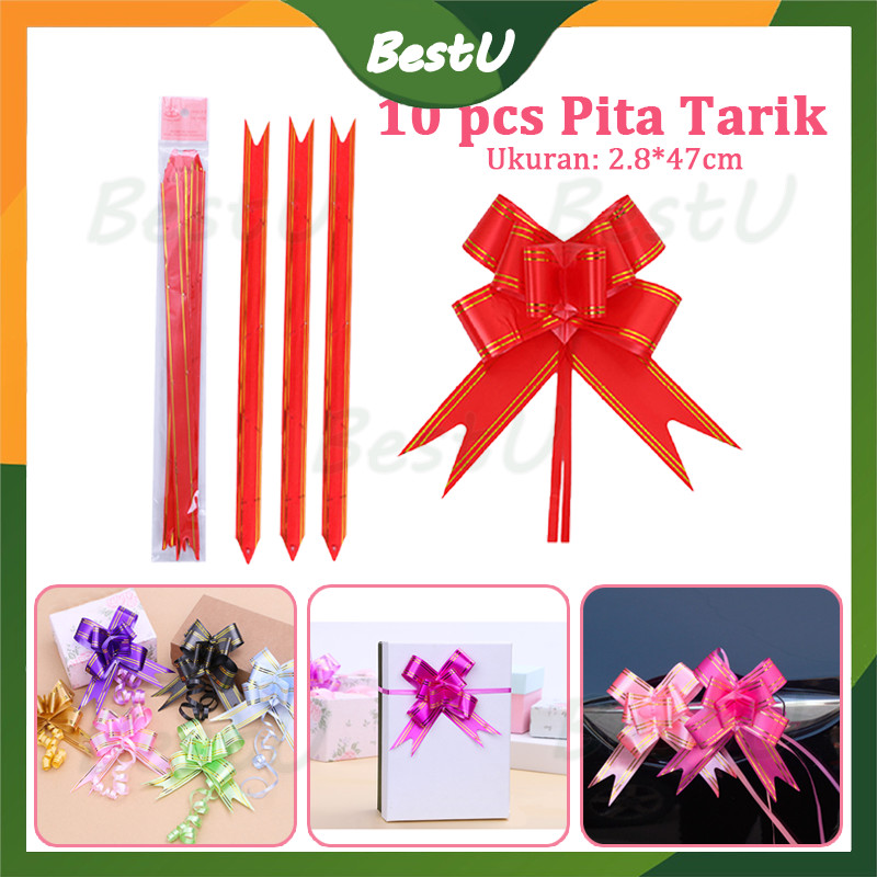 

10pcs Pita Tarik LIS EMAS Hiasan Parcel / Pita Serut