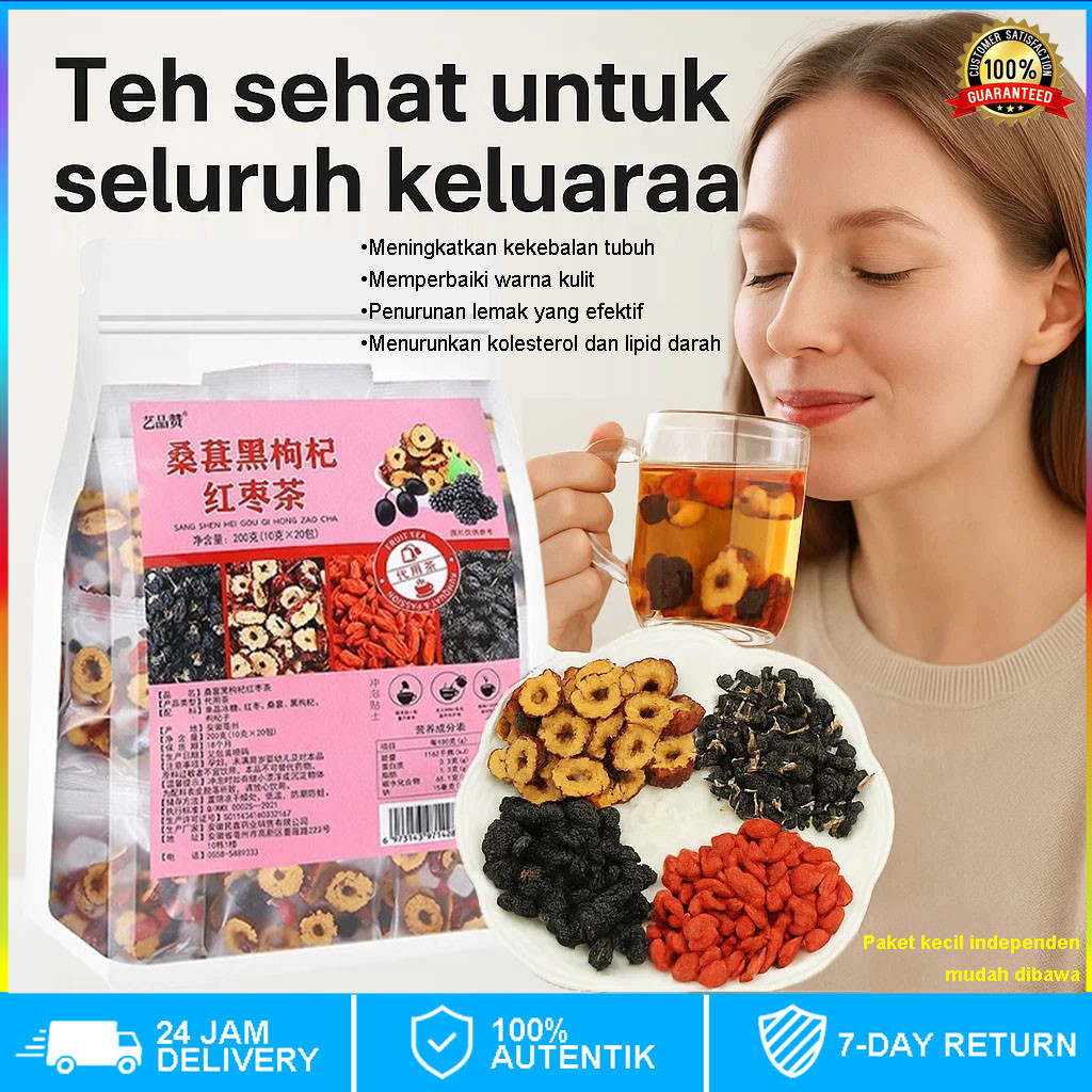 

❤️Beli 2 Gratis 2❤️Black Wolfberry Mulberry Red Date Tea/Teh Bunga Kering Kurma Merah Murbei Hitam Wolfberry Merah Wolfberry Merah Kombinasi Teh Bunga Dan Buah/Black wolfberry mulberry red date tea/Obat Diet/Hibicus Tea/Obat Kolestrol/Obat Diabetes