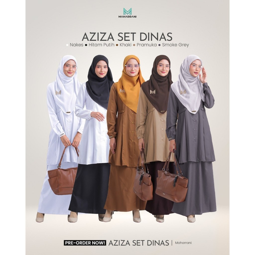 BAHAN PREMIUM / One Set Dinas, Aziza One Set, Set Dinas, Set Baju Kerja, Tunik Kerja, Seragam PNS, S