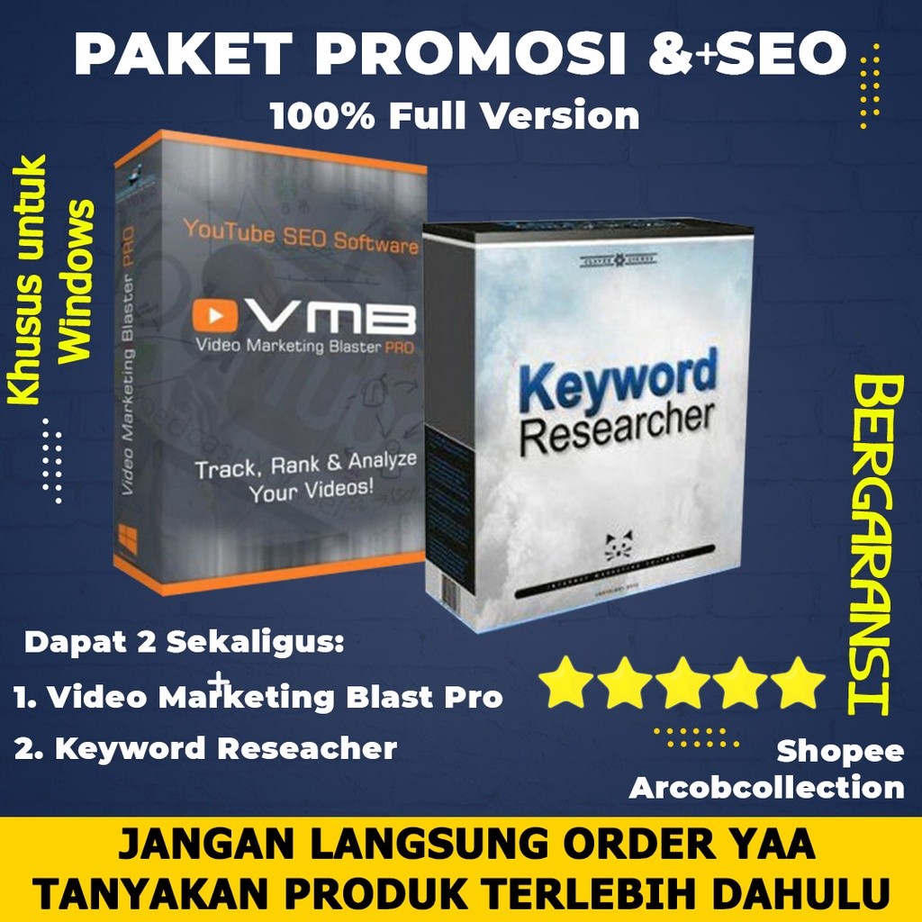 Paket Video Marketing Blaster v1.4.4 Pro + Keyword Researcher - Aplikasi SEO Yutube dan Gogle VMB Wi