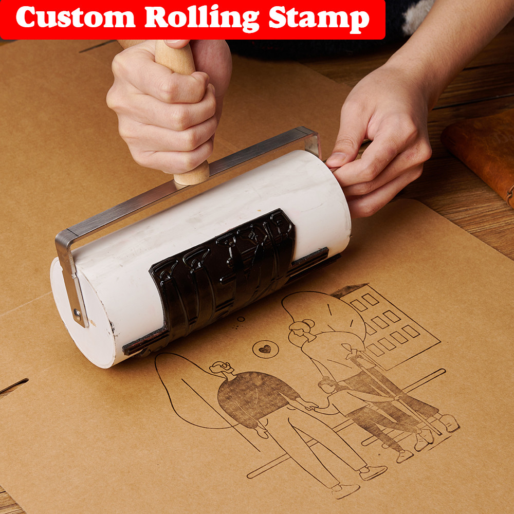 

Personized Extra Logo Stamp for Large Prints Use Rolling Stamp for Paper, Cardboard & More / Rubber Business Logo Packaging Seal