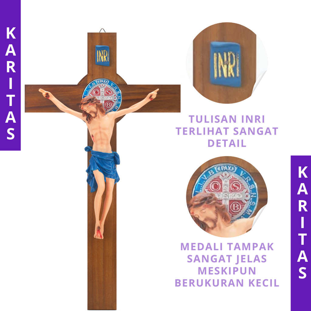 SALIB GANTUNG BENEDIKTUS 40 CM / SALIB KATOLIK / SALIB DINDING BENEDIKTUS / SALIB ST.BENEDICT