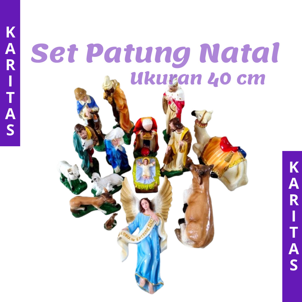 SET PATUNG NATAL 40 CM / HADIAH NATAL / NATIVITY SCANE / PATUNG TUHAN YESUS / PATUNG BUNDA MARIA /GE