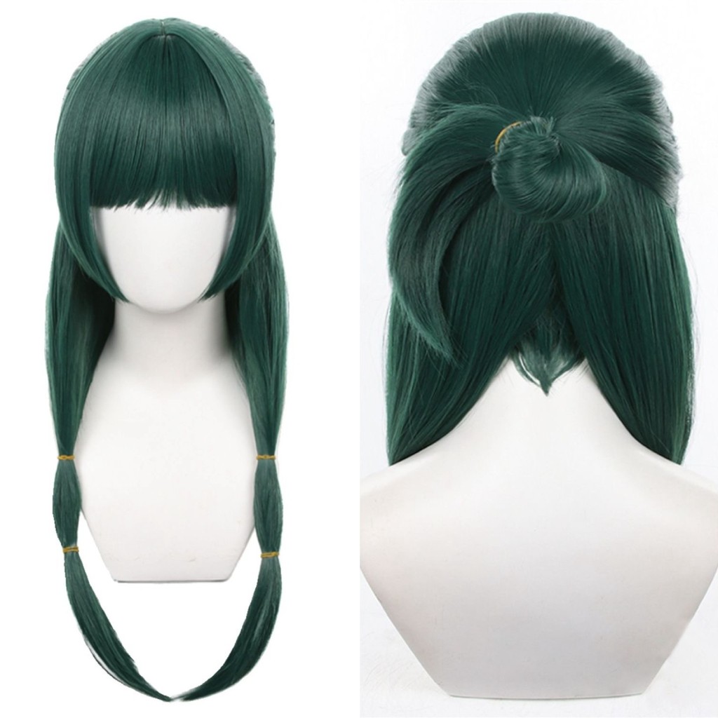 Anime Maomao Cosplay Wig Long Dark Green Maomao Wigs with Bangs Heat Resistant Synthetic Hair Maomao