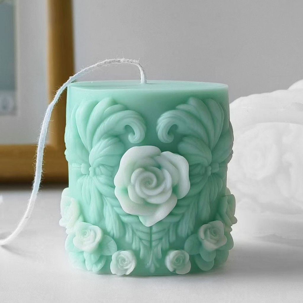 

3D Rose Flower pillar Valentine's Day Candle Silicone Mold Handmade Gifts Plaster Resin Ornaments Mould