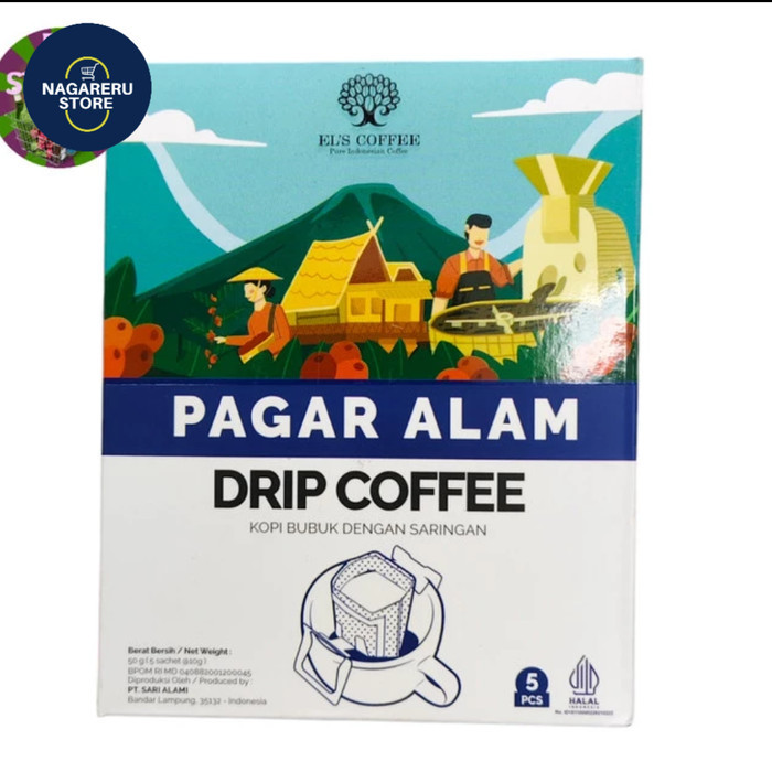 

El's coffee pagar alam drip coffee (kopi bubuk dengan saringan 50 gr (10 x 5 sachet)