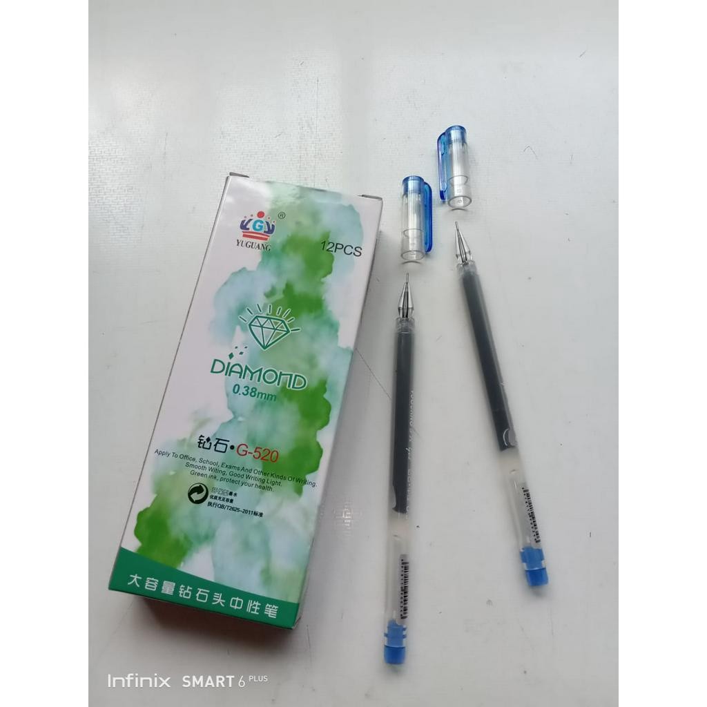 

PLAOSANSTORE pulpen gell diamond 12 pcs/G-520/YUGUANG