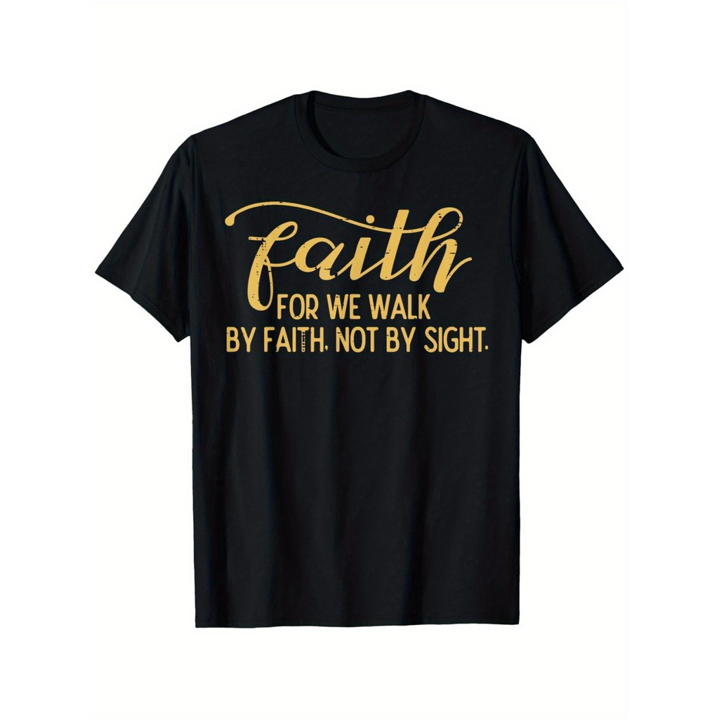 Kaos Rohani Pria & Wanita Desain Kalimat Alkitab Bahan Katun Nyaman Baju Kristen Lengan Pendek