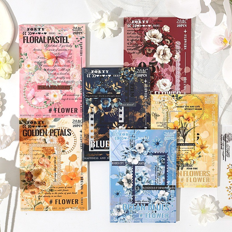 

[Gongjin] #Flower Book Sticker Stiker Bunga Floral Estetik Frame Aksen