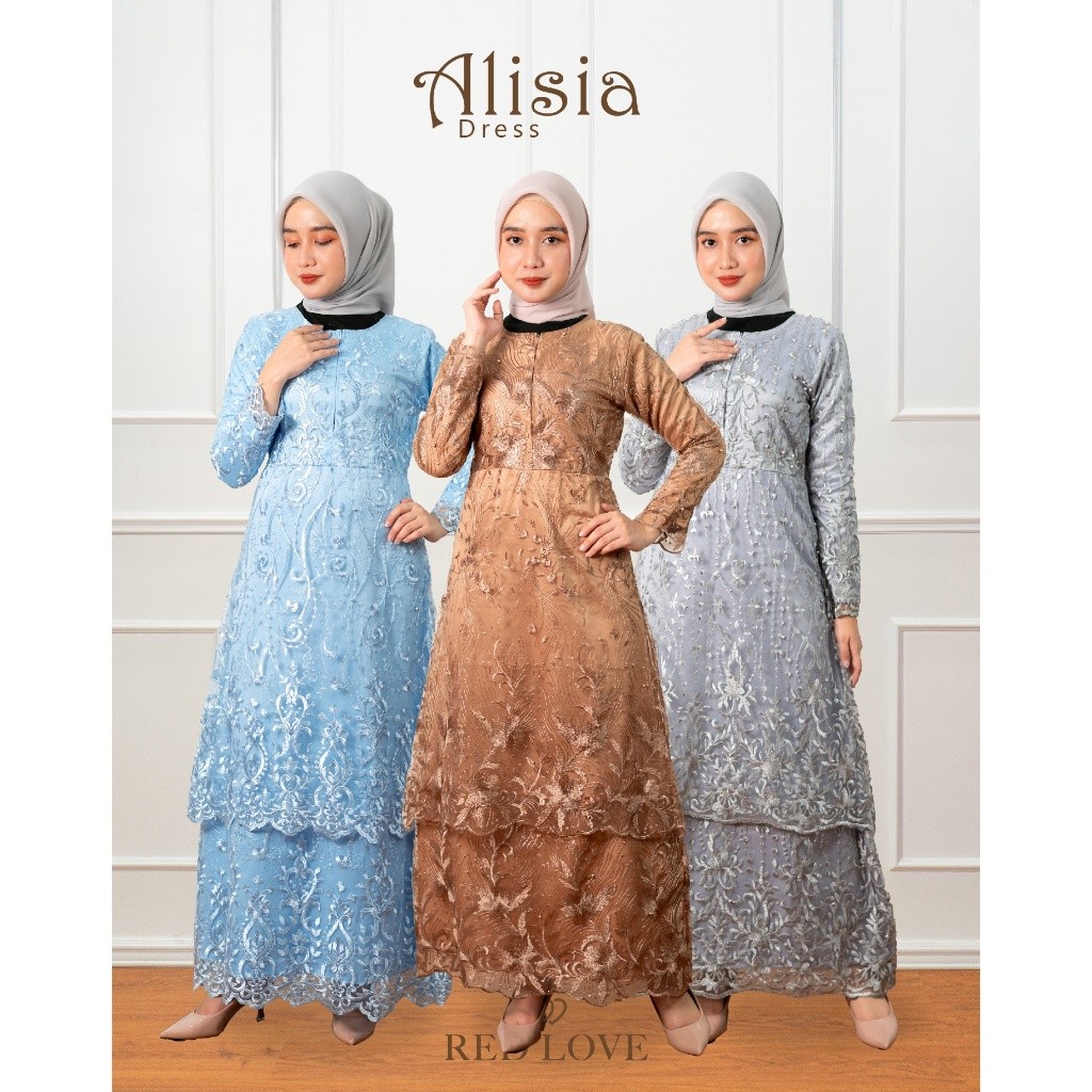 CADELAX_SHOP Redlove - Gamis / Baju Muslim / Dress 2 Tingkat Alisia Tille Mutiara Busui
