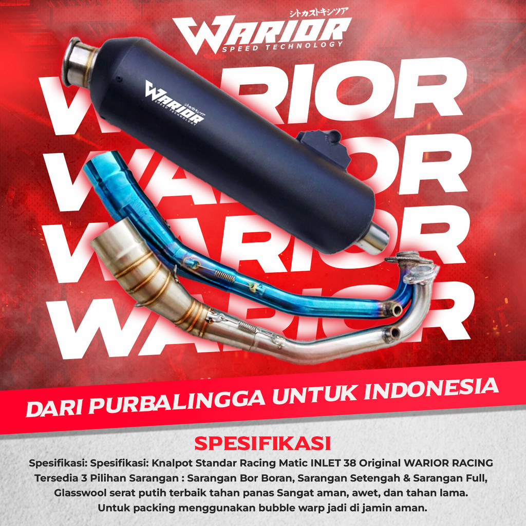KNALPOT STANDAR RACING VARIO BEAT AEROX MIO NMAX PCX INLET 38 ORIGINAL WARIOR RACING MOTORCYCLE