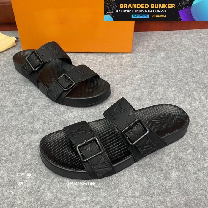 SANDAL PRIA SLIP-ON BAHAN KULIT IMPORT / SANDAL CASUAL PRIA BRANDED HIGH QUALITY / SENDAL PRIA BRAND