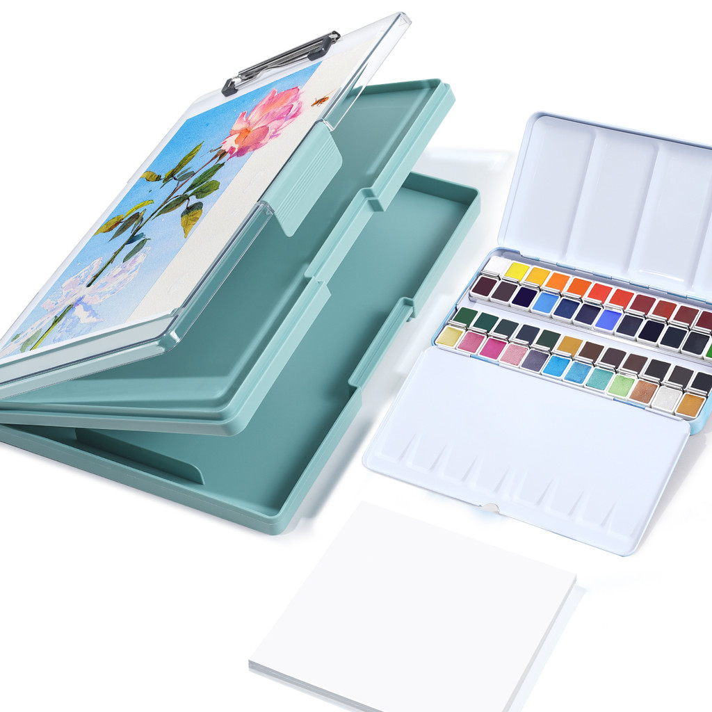 

MeiLiang Watercolor Paint Set, 48 Colors Watercolor + Cotton Watercolor Paper (20 Sheets) + Art Supplies Plastic Storage Box