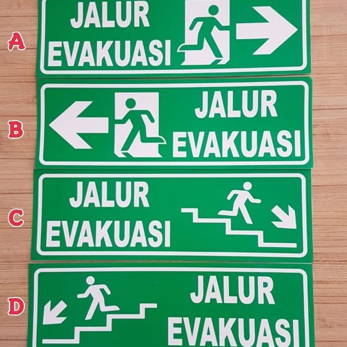 

s c SIGN AKRILIK K3 RAMBU JALUR EVAKUASI HARGA SATUAN UKURAN 10X30CM
