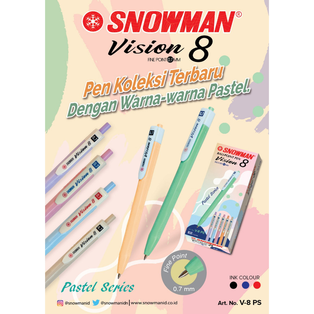 

Ballpoint Snowman V - 8 Pastel V-8 PS / PCS - HEMAT